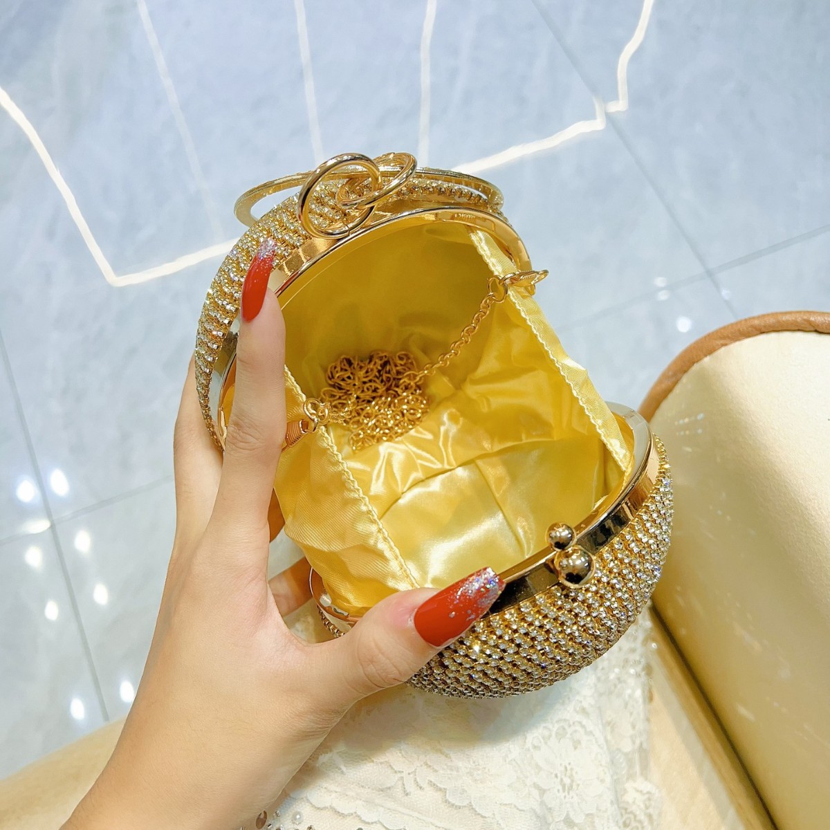 Elegante Abendtasche Mit Perlen Und Kristallen Für Damen_voghion.com