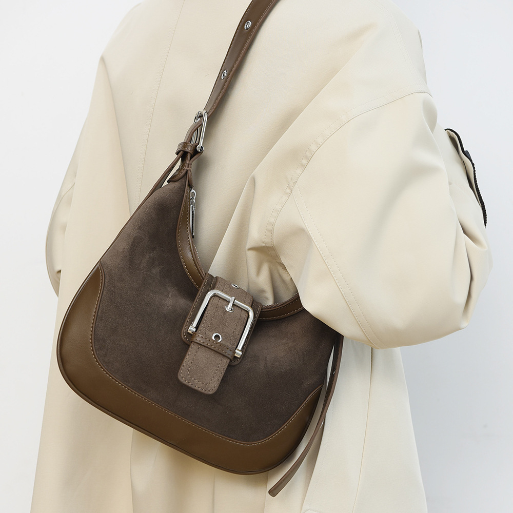 单肩包秋冬磨砂皮女包高级感腋下包包女大容量通勤时尚斜挎包跨境