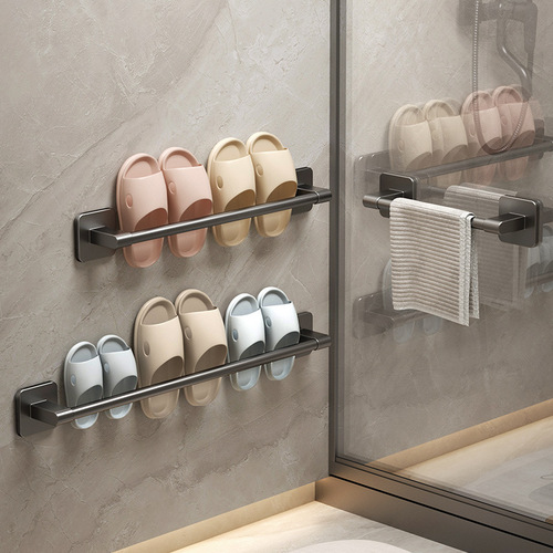 Shower mat holder, bathroom, toilet door behind, no drilling wall-mounted draining rack, item hanging shelf, shoe storage
