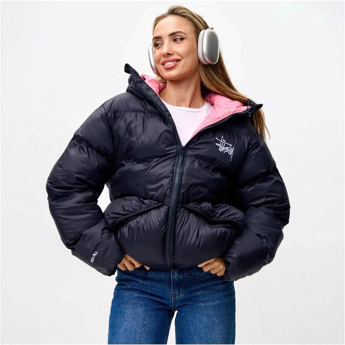 classic warm down jacket with zipper with hood for leisure for men…
