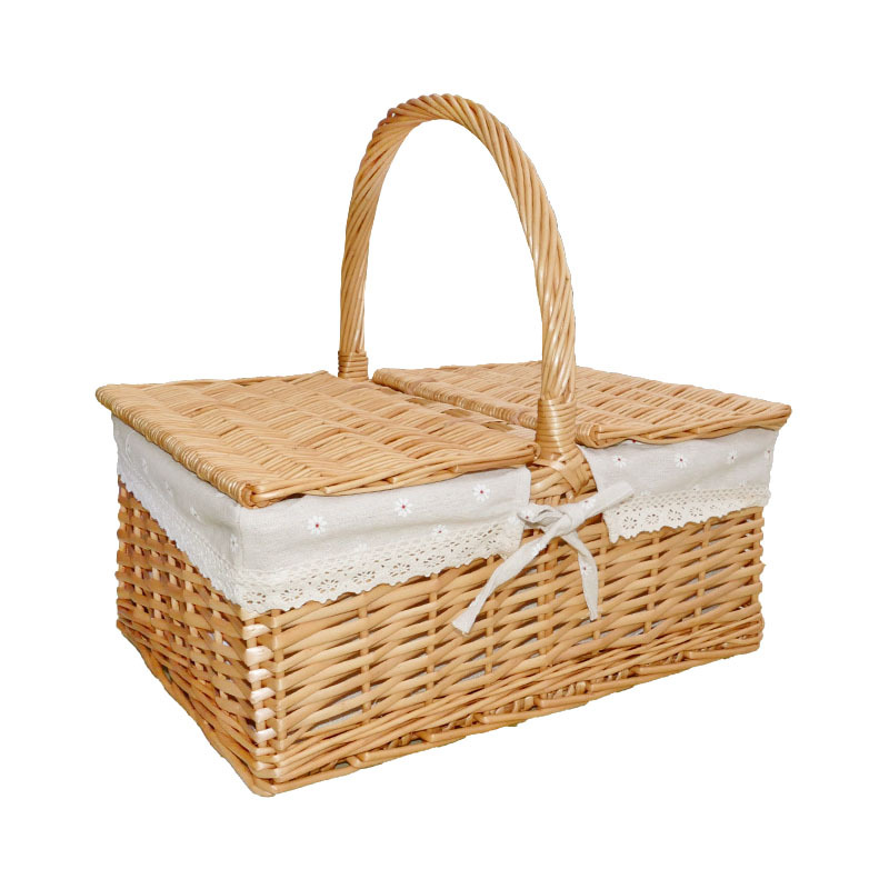 Cesta tejida hecha a mano japonesa cesta de picnic al aire libre almacenamiento fruta merienda pan cesta ratán cesta de mano cesta de verduras