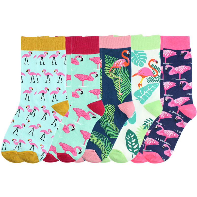 Unisex Casual Flamingo Cotton Jacquard Crew Socks A Pair display picture 1