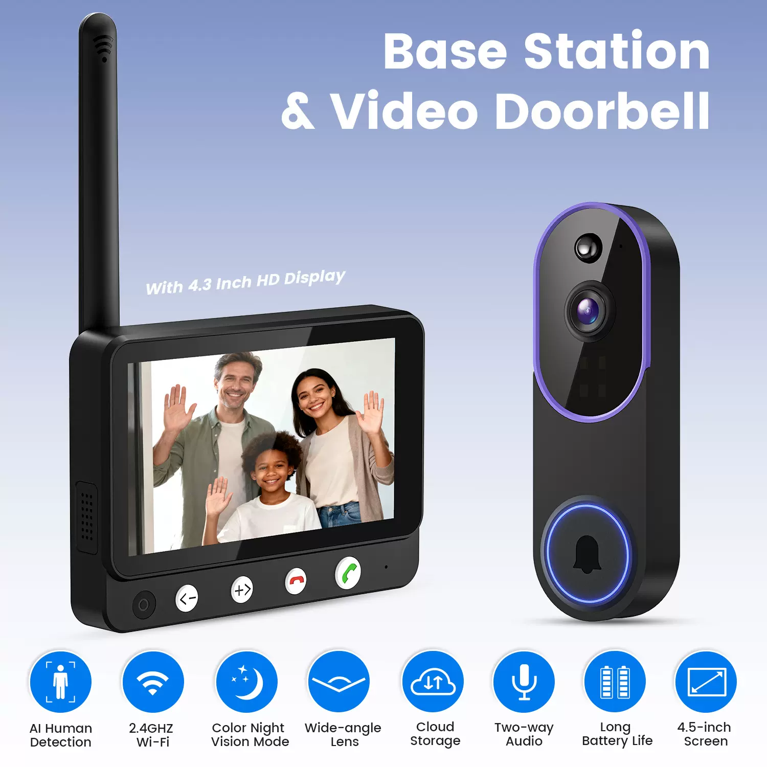 可视门铃摄像头视频门铃语音对讲监控wifi高清夜视智能门铃电子猫