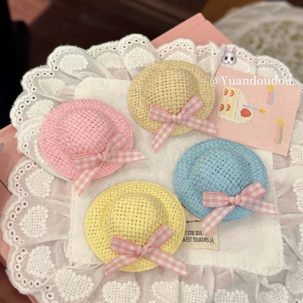 Summer Fresh Style Straw Bow Hair Clip for Women, Cute Japanese-Style Side Duckbill Clip Hair Accessory for Girls