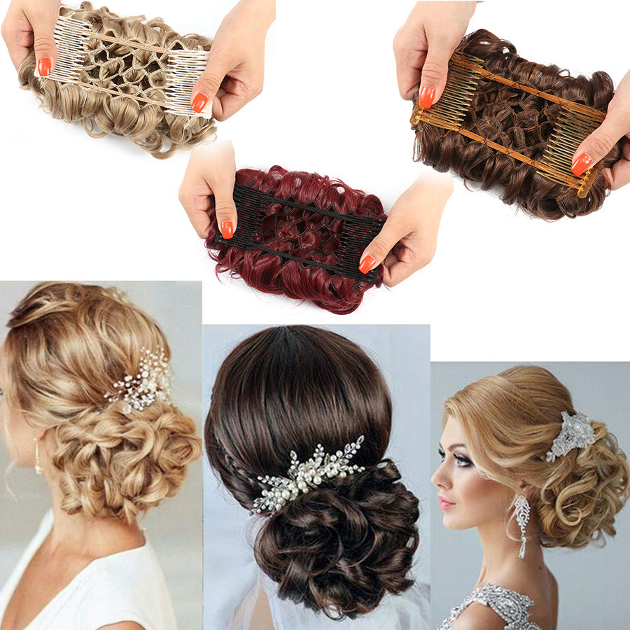 Transfronterizos europeos y estadounidenses rizos brotes de cabello al por mayor mujeres rizos ondas chinas retro flores brotes de caballo cabello de pino peluca