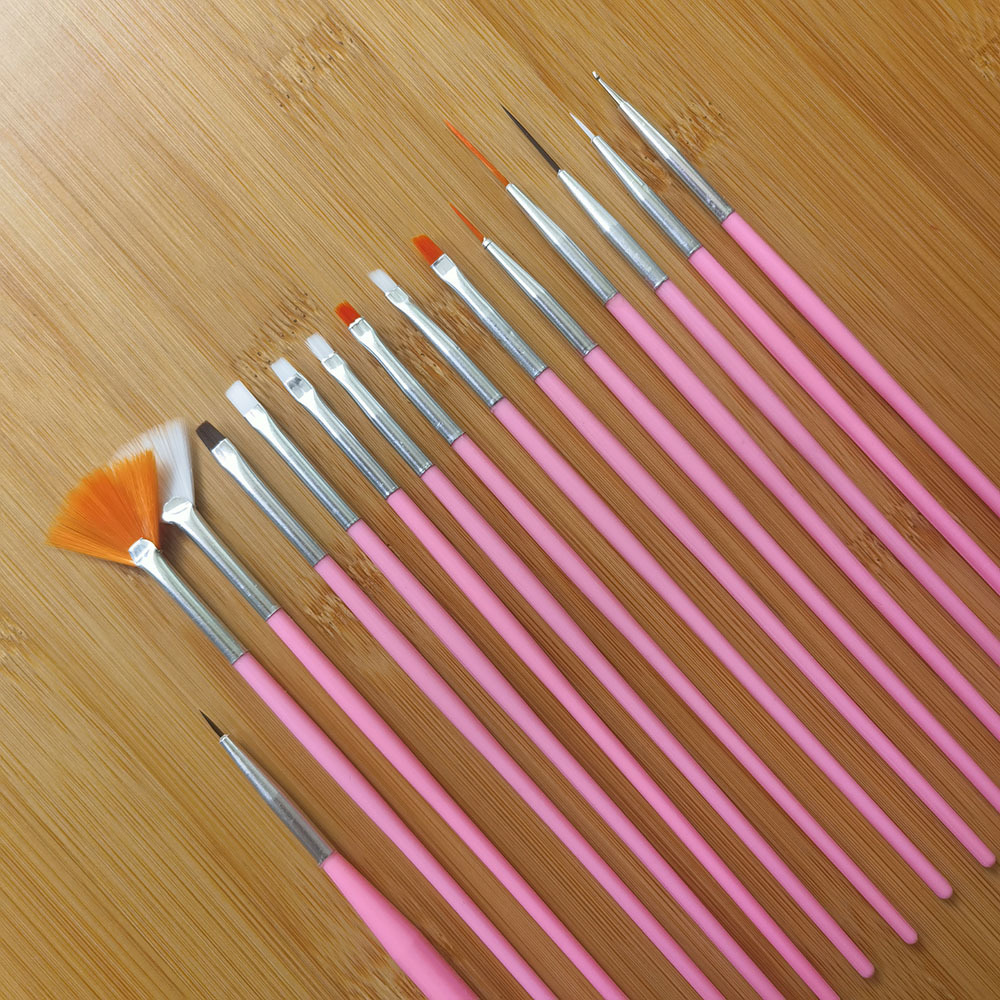 Cross-border 15 nail pen suit powder black and white rod gouhua flower pull line drill nail painting brush full set