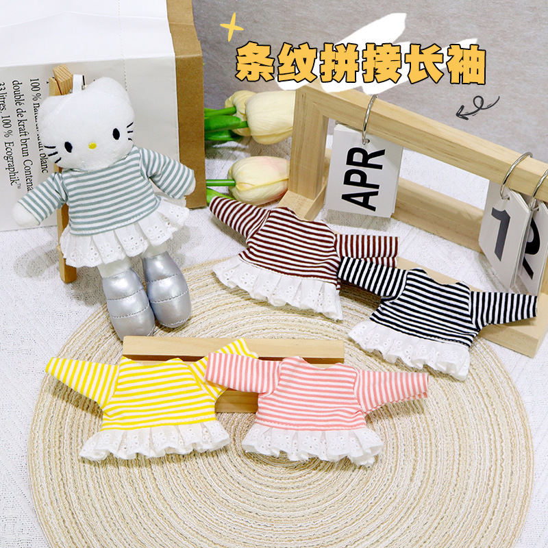 Trendy Striped Long-Sleeve Baby Outfit, Long-Legged Kitty Sweet Lace Dress, Cute Outfit for Gazi Sisters Trendy Striped Long-Sleeve Baby Outfit, Long-Legged Kitty Sweet Lace Dress, Cute Outfit for Gazi Sisters