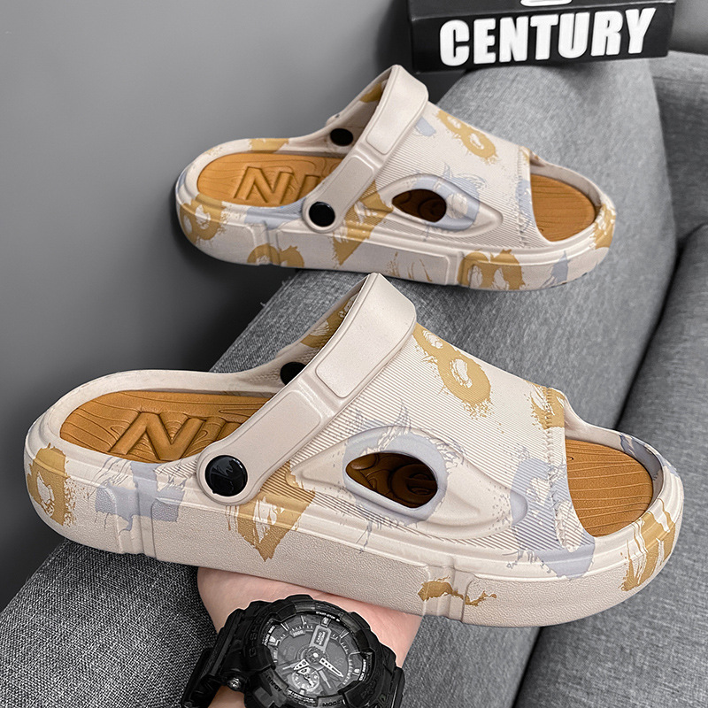 Zapatillas de hombre de verano anti-derrapatante anti-olor cinturón de talón para conducir con una sensación de pisar una parte inferior gruesa de alta sandalias deportivas de playa