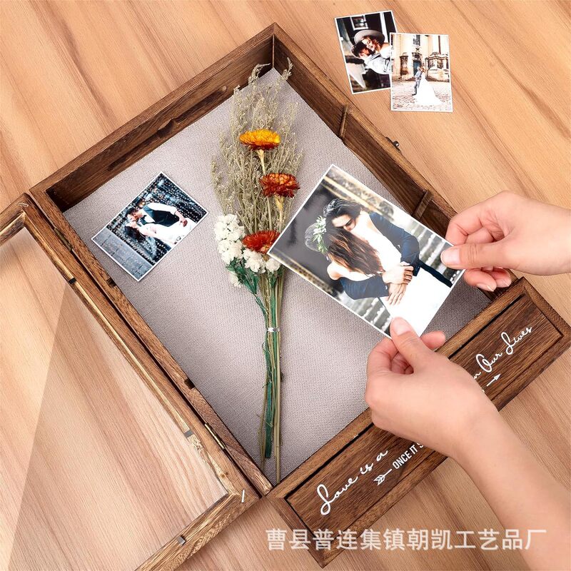 Wooden Flip Transparent Photo Frame Insect Dried Flower Specimen Display Box Hollow Storage Display Box Wall-mounted Memorial Box