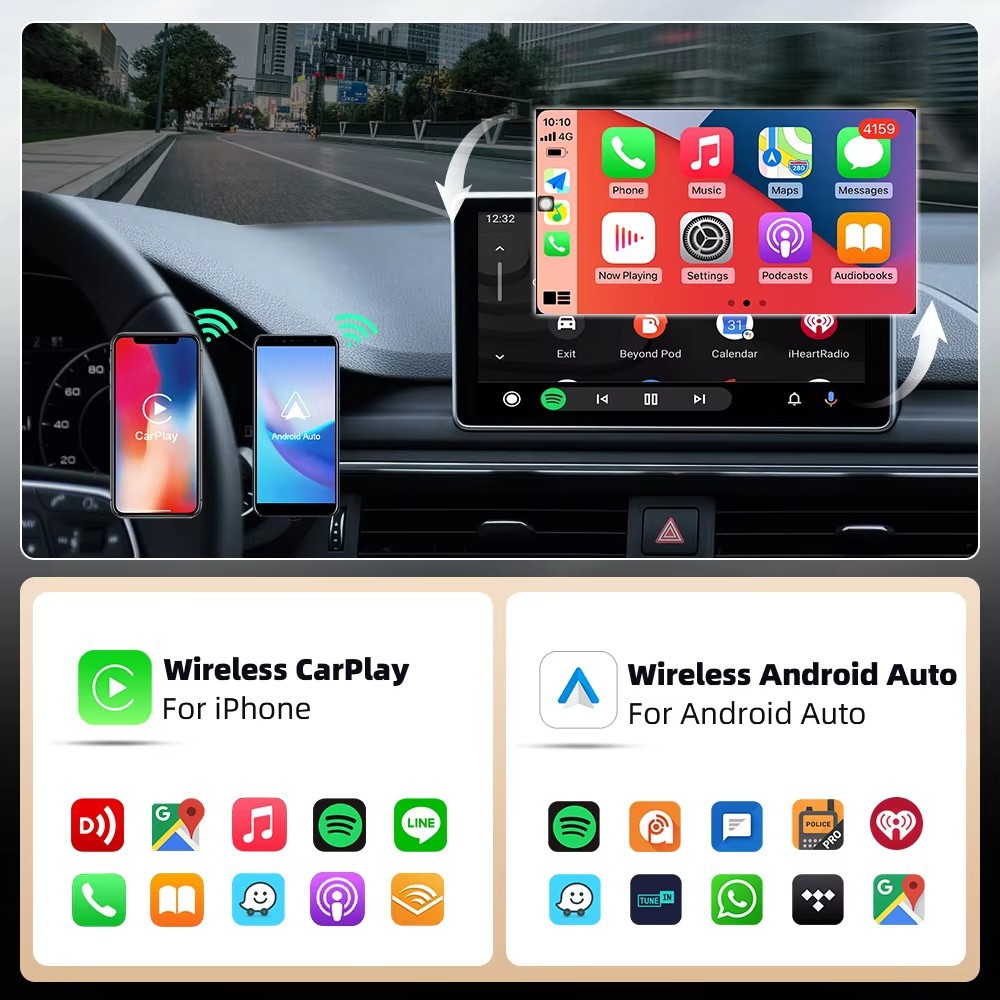 Cross-Border Car Wireless Carplay Box Android Box Wired to Wireless Carplay Adapter Two-In-One