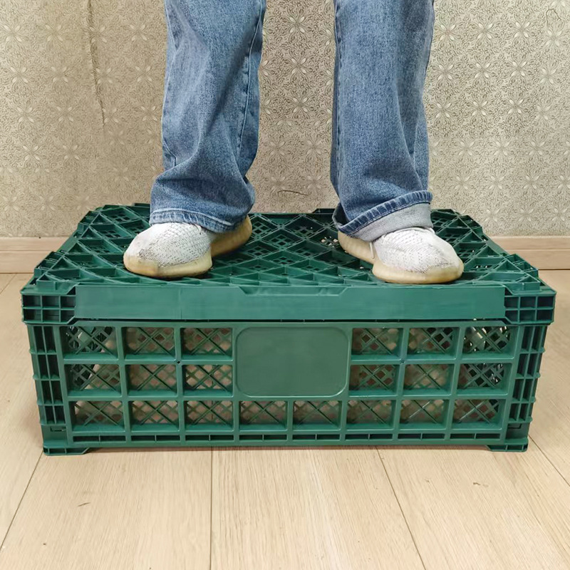Cesta plegable de plástico engrosada, caja de almacenamiento de transporte de rotación de frutas y verduras, estante de exhibición de tienda de frutas de supermercado, apilador de estantes