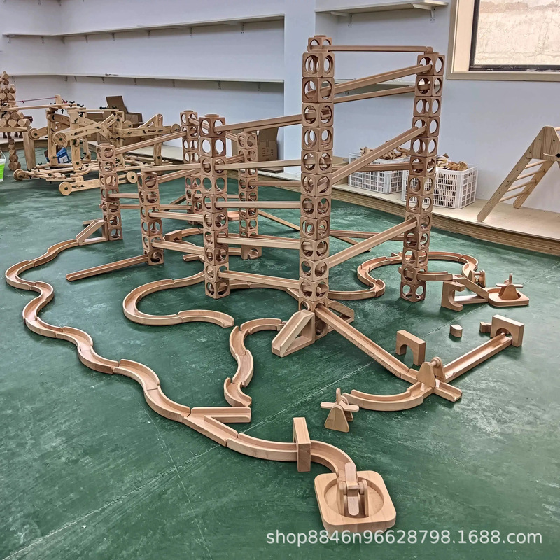 幼稚園大型トラックボールビルディングブロック無垢材大型知育玩具子供のビルディングブロック高架橋磁気|undefined