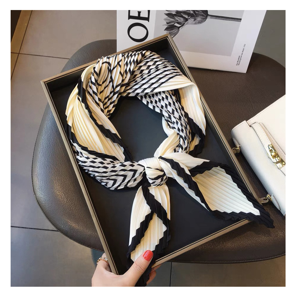 Satin Material Women's Simple Style Stripe Satin Silk Scarves
