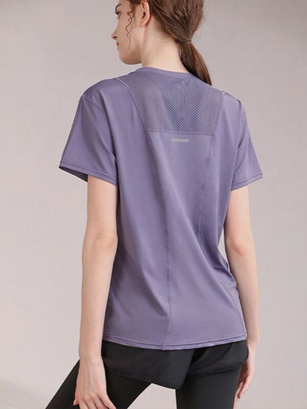 plus size Sports Quick-drying Short-sleeved T-shirt Women's Summer Mesh Yoga Clothing Fitness Clothes Shark Pants Matching Top