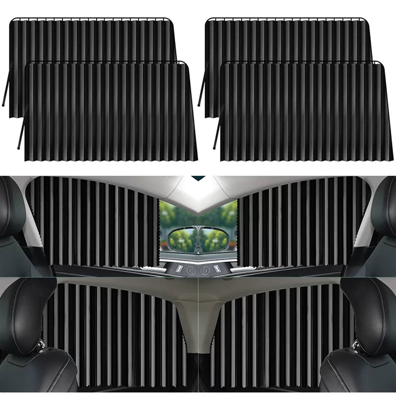 side window, Qìchē Car curtains - front-black-2-piece-set-magnetic-upgrade-with-bandage