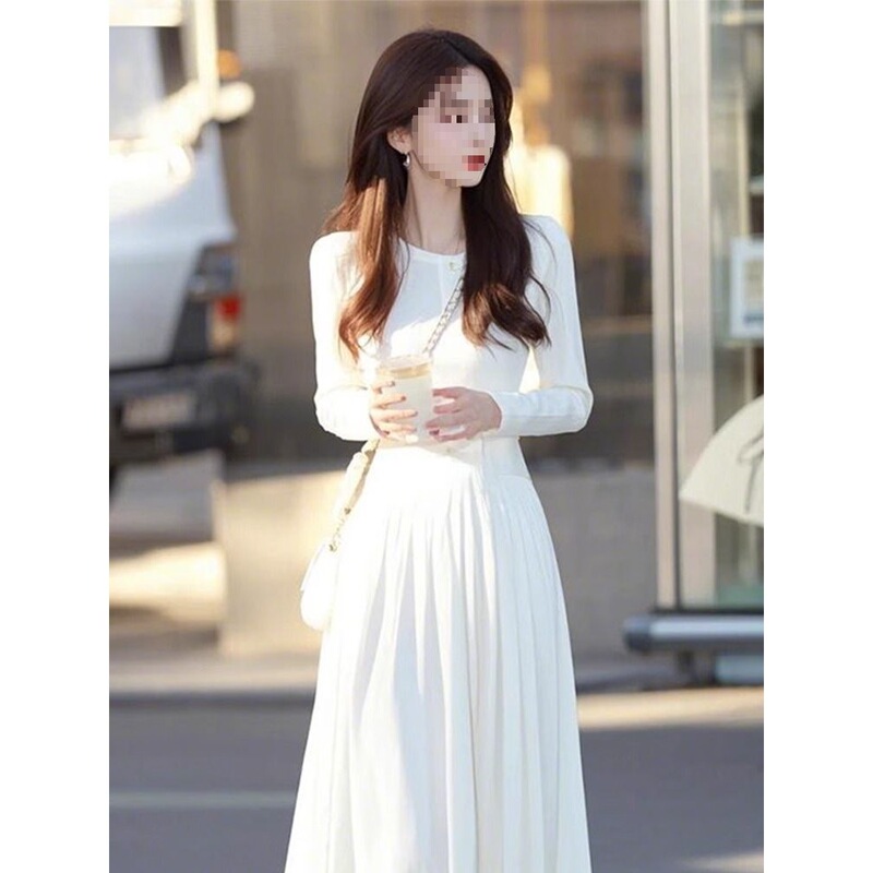 Summer Socialite-Style Long Dress with a French Flair, Suitable for Formal Occasions, White Dress