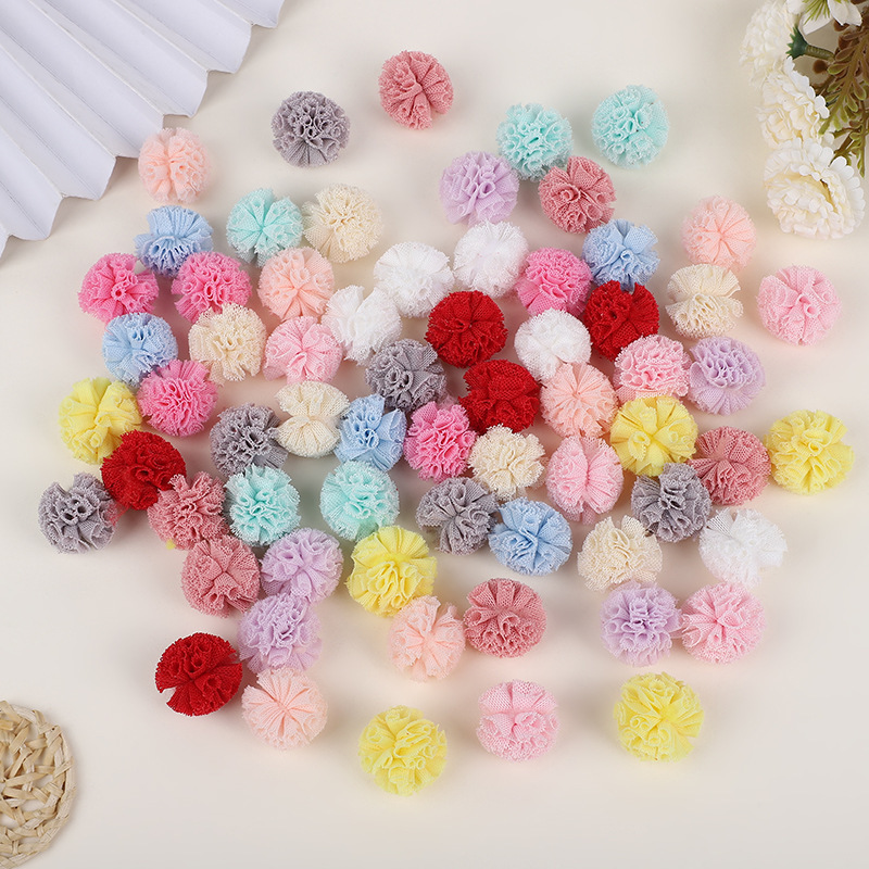 1.5cm Elastic Mesh Ball Lace Flower Ball Hairpin Headwear DIY Accessories Clothing Accessories Natural Pearl Loose Beads