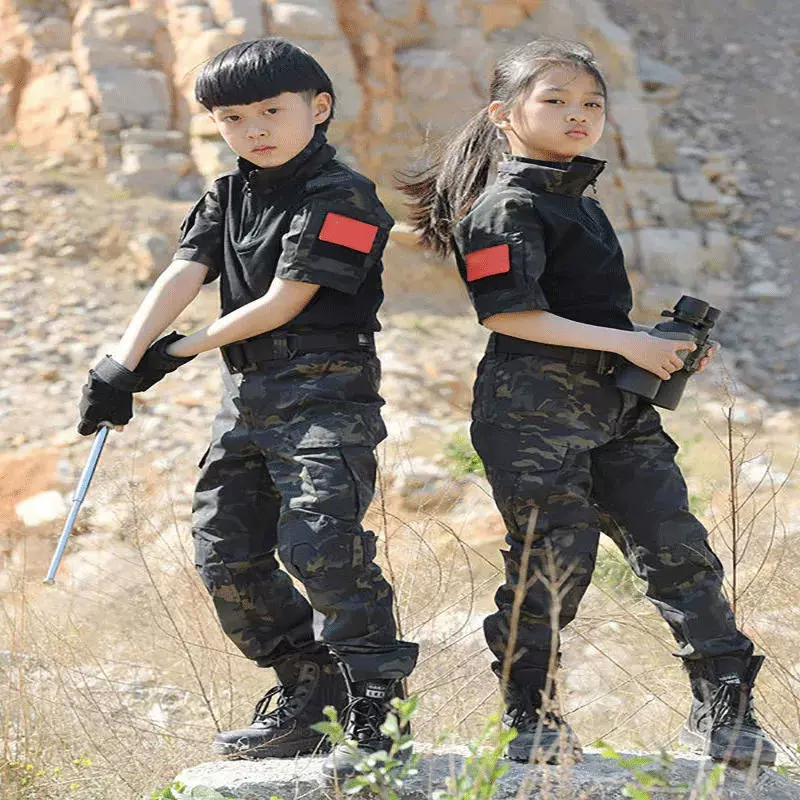 户外儿童小学生迷彩服男女童军训CS小军迷套装表演特种兵演出服