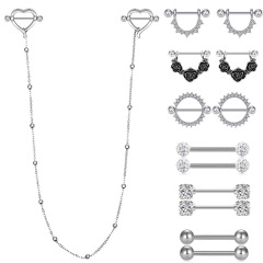 Cross-border new arrivals: Sexy, playful, and provocative European-style stainless steel nipple studs, body chains, and breast chains—body piercing jewelry.