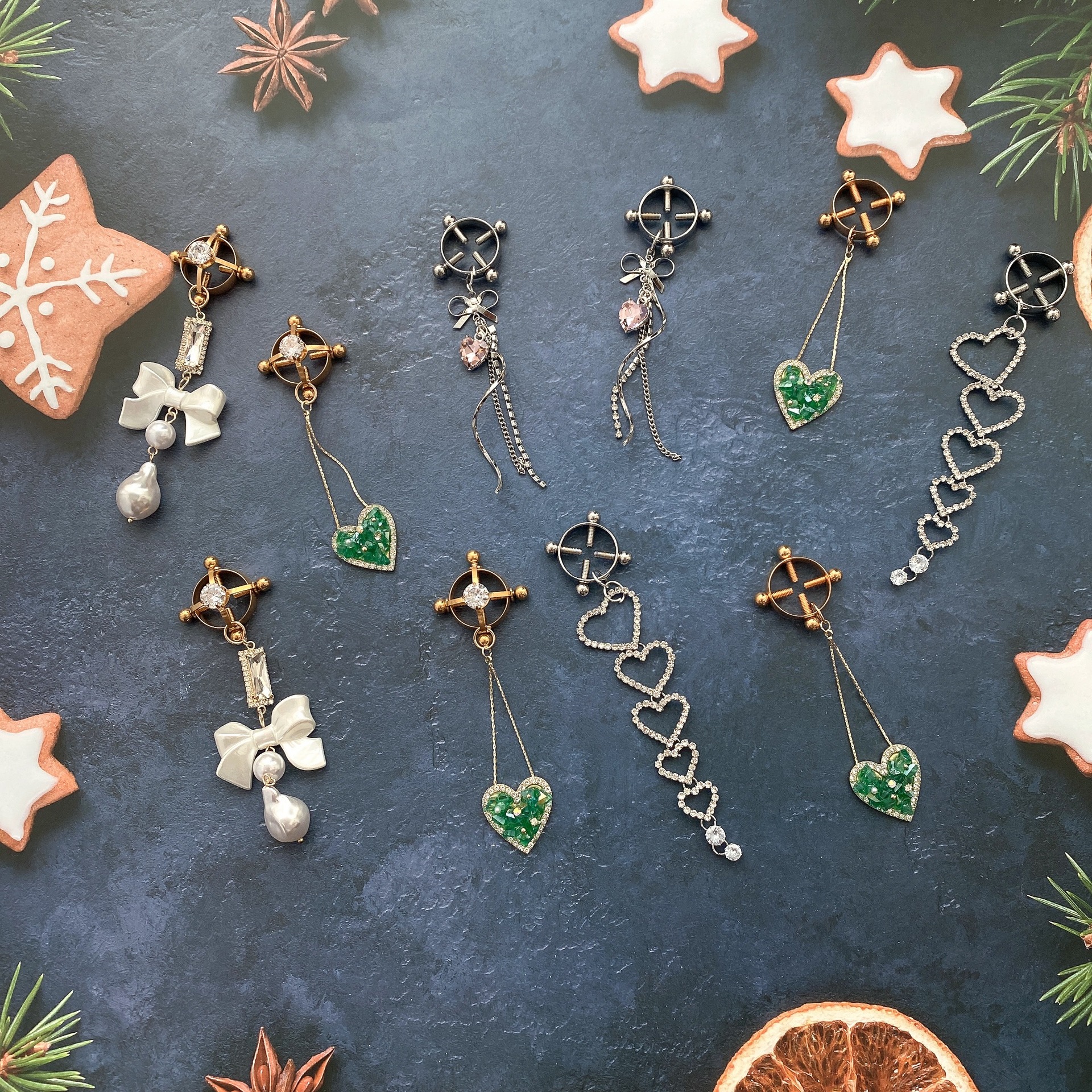 水鑽蝴蝶結乳夾十字夾子調情情趣用品奶頭夾咪咪夾愛心乳夾