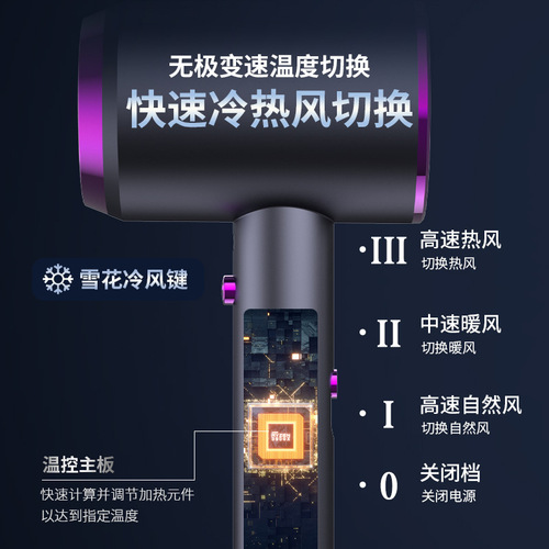 Hot and cold air blow dryer for home, dormitory, hair salon and hotel with three temperature control settings 