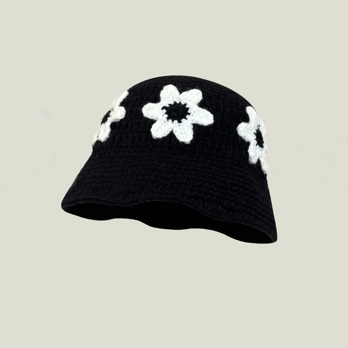 Estilo coreano ins estilo elegante Flor de punto sombrero de pescador primavera y otoño de las mujeres elegante cara de todo fósforo pequeño hecho a mano ganchillo flor cuenca sombrero