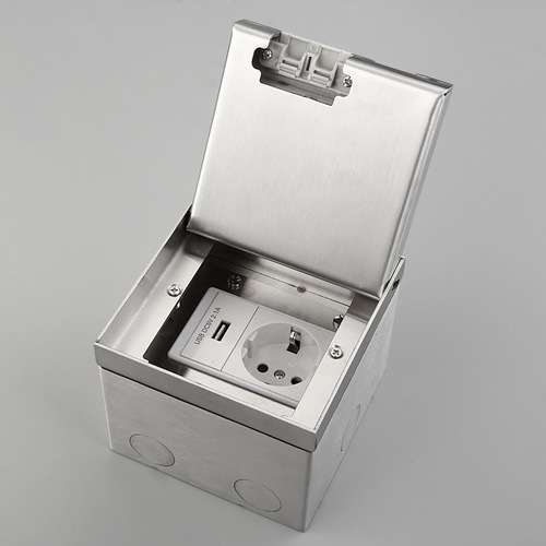 Factory embedded hidden European standard floor socket marble style UK stainless steel flat floor power socket