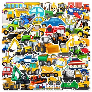 60 cartoon engineering vehicle digging machine stickers computer luggage cup waterproof children's stickers wholesale