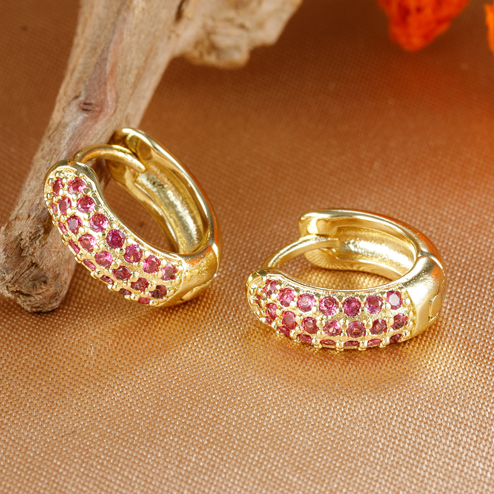 1 Pair Quantity Daily Occasion 1 Pair Vintage Style Classic Style Round Copper Artificial Crystal Earrings