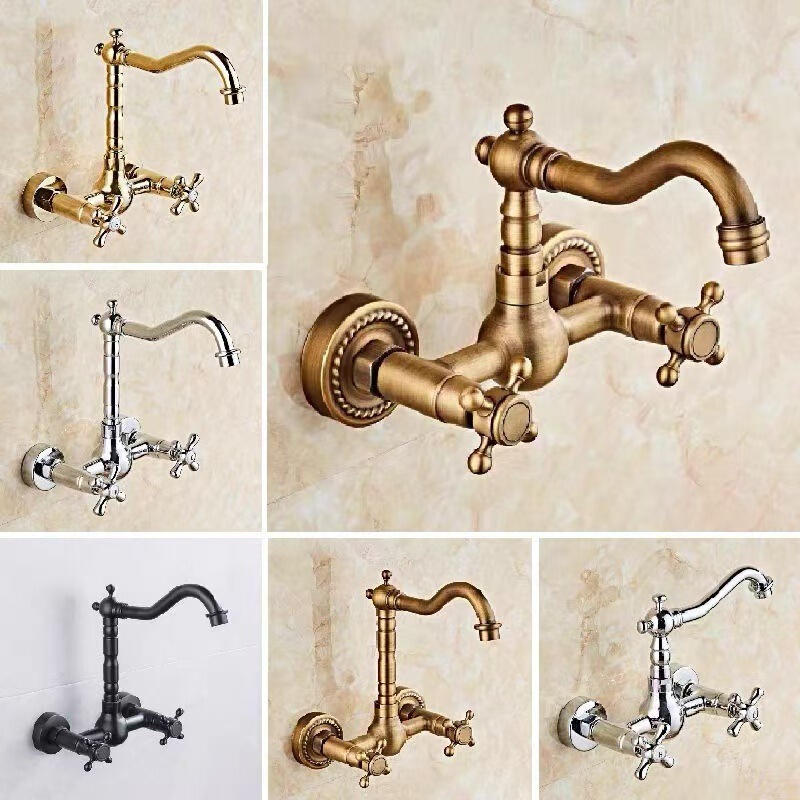 Cross-Border Bathtub Wall-Mounted Water Outlet All-Copper Wall-Mounted Hot and Cold Water Rotatable Wall-Mounted Faucet
