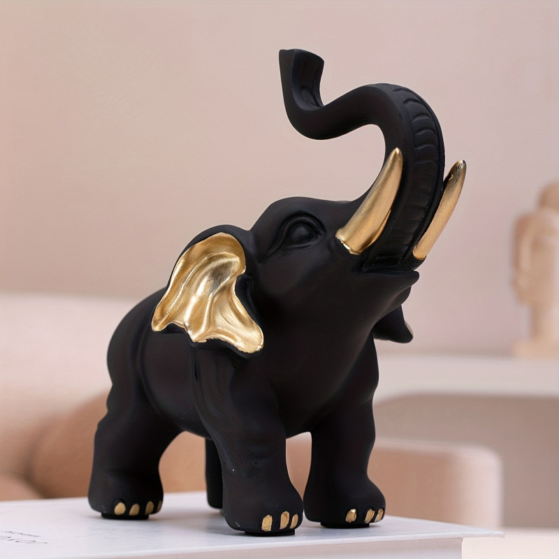 Resin Black Gold Elephant Crafts Ornament, Auspicious Mascot Decoration, Chinese-Style Gift for Elders, Desktop Decoration Gift Resin Black Gold Elephant Crafts Ornament, Auspicious Mascot Decoration, Chinese-Style Gift for Elders, Desktop Decoration Gift