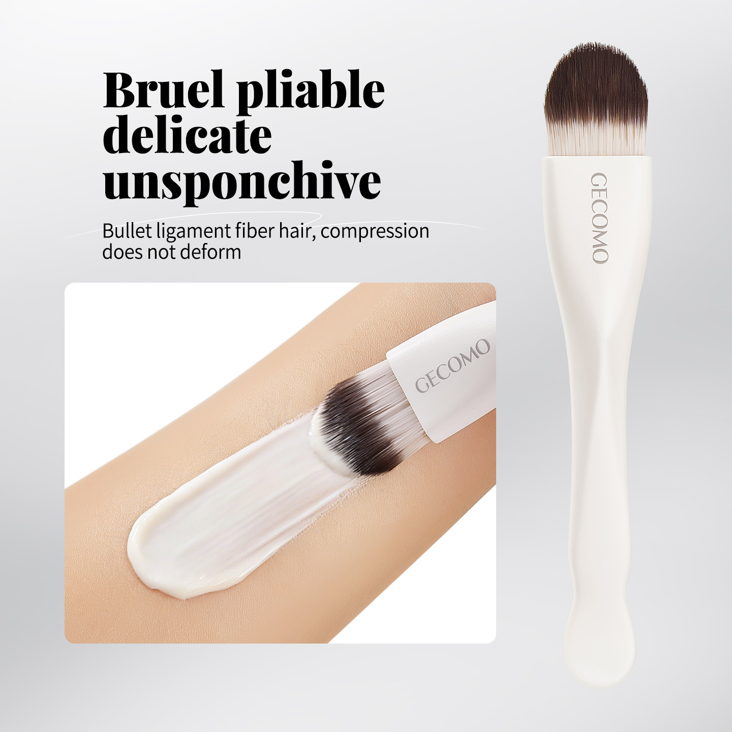GECOMO cepillo de doble cabeza en forma de lengua de doble propósito cepillo de base de polvo no comer cepillo de pelo suave herramientas especiales de maquillaje al por mayor