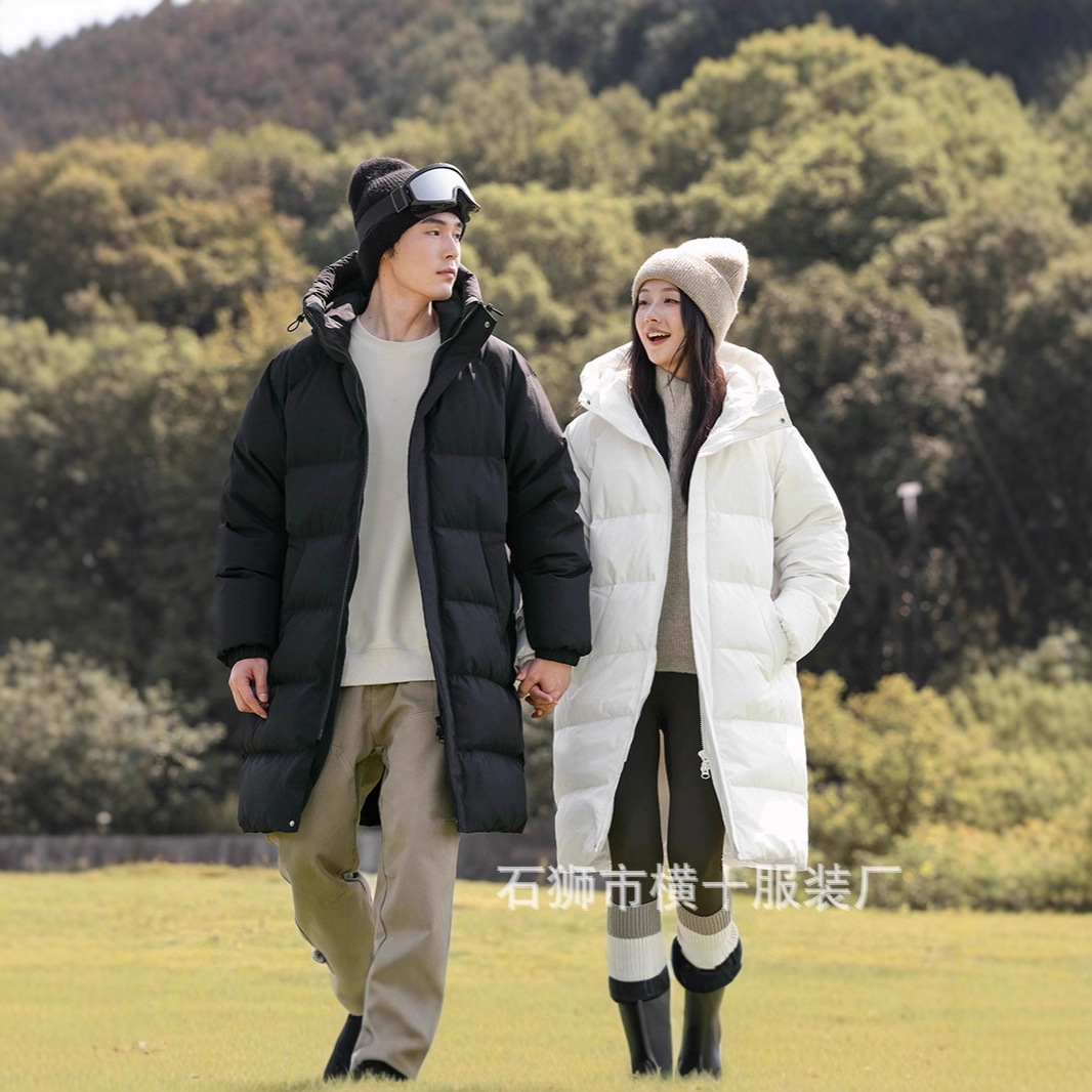 批发羽绒服情侣款外套连帽中长款90鸭绒冰雪运动保暖二开爆款上衣
