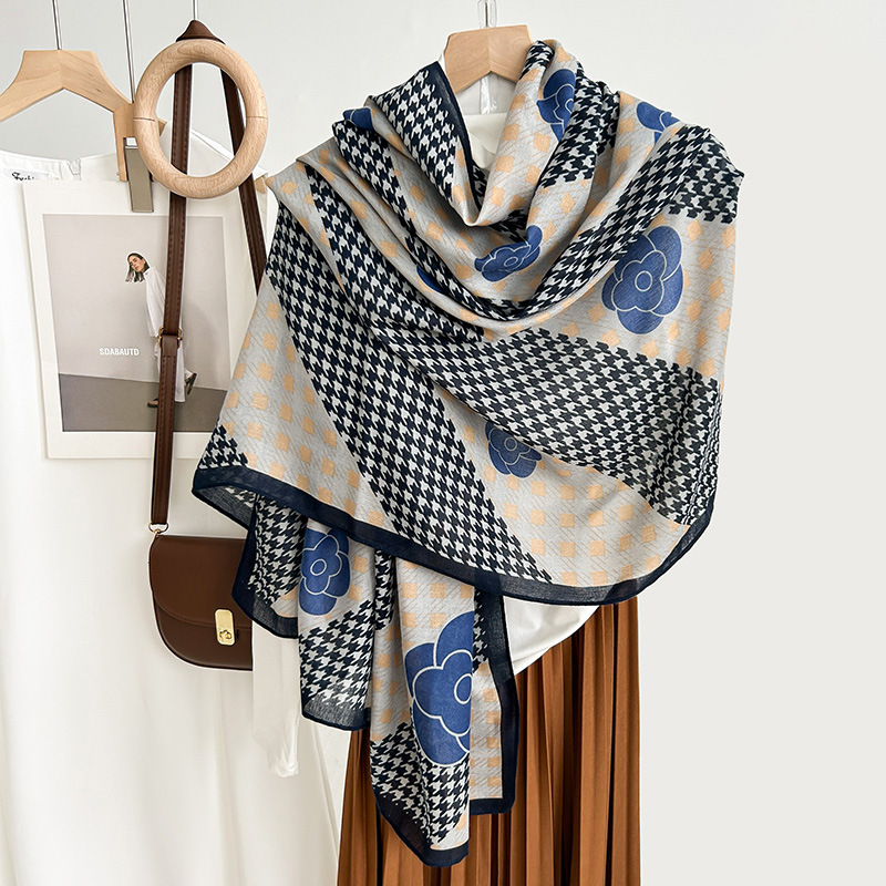 Moda coreana temperamento bufandas de algodón y lino lujosas de alta calidad impresión elegante madre decoración bufandas de seda sala de aire acondicionado chal