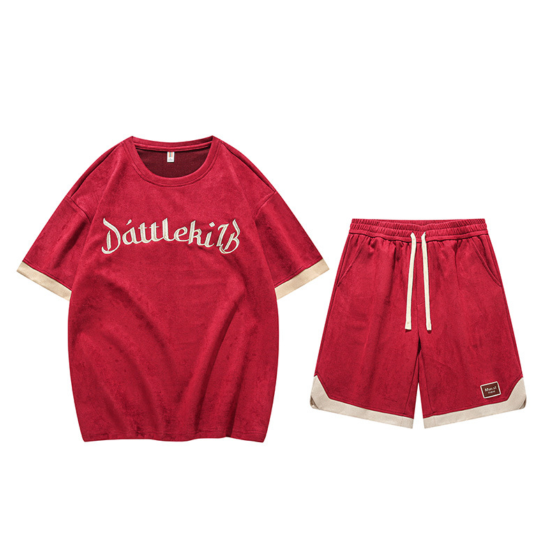 Herretøj Grænseoverskridende japansk kortærmet T-shirt til mænd, sommertøj i Hong Kong-stil med drengetøj og arbejdsshorts, flot jakkesæt_voghion.com