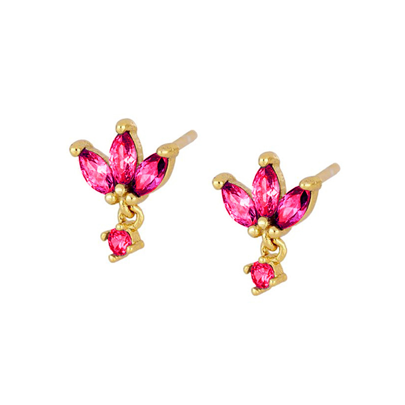 1 Pair Quantity Daily Occasion 1 Pair Ins Style Simple Style Leaf Star Flower Copper Plating Inlay Zircon Drop Earrings Ear Studs