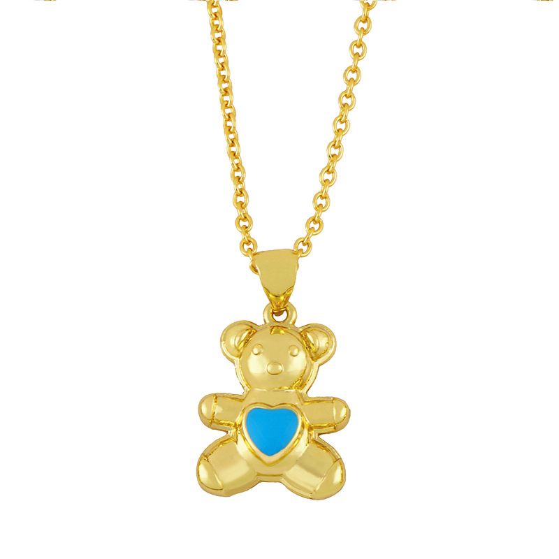 Nihaojewelry Dripping Oil Heart Shape Bear Necklace Wholesale Jewelry display picture 8