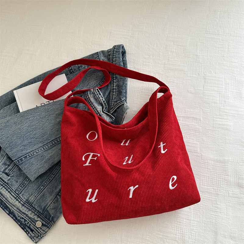 Carta de tela de terciopelo bolsas grandes para mujeres 2024 nueva moda bolsas coreanas bolsas para estudiantes de clase bolsas de compras de gran capacidad