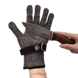 现货工厂A9钢丝手套现货出口亚马逊屠宰杀鱼电锯玻璃搬运防割手套