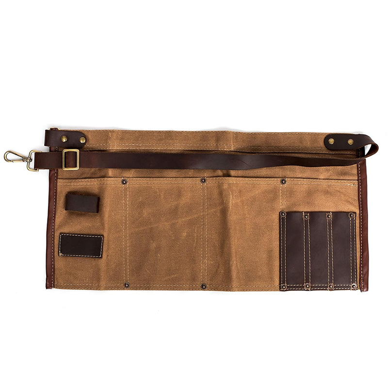 Comercio exterior e-commerce transfronterizo cera lona delantal impermeable cintura corta de busto barista ropa de trabajo delantal de cera