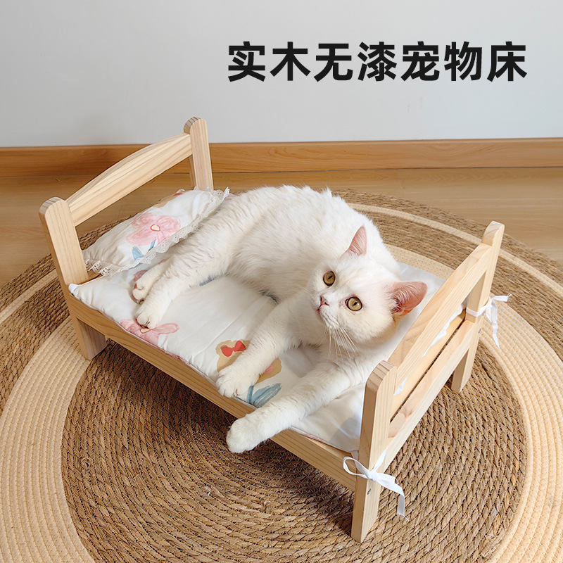 Solid Wood Bed Dog Bed Cat Bed Floor Standing All Seasons Universal Pet Bed Supplies Cat Bed Small Dog Small Teddy Pomeranian