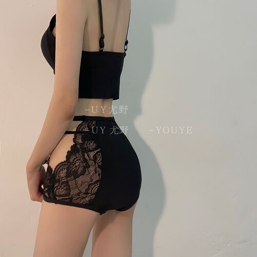 Sexy leopard lace underwear for ladies with high waist, summer thin hollow-out belly-shaping buttocks big size fat mm triangle pants 