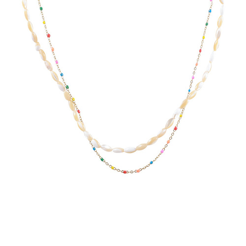 Colorful Bead Jade Necklace for Women - Summer Design, Unique and Versatile Accessory, Elegant and Refined, Simple Lockchain