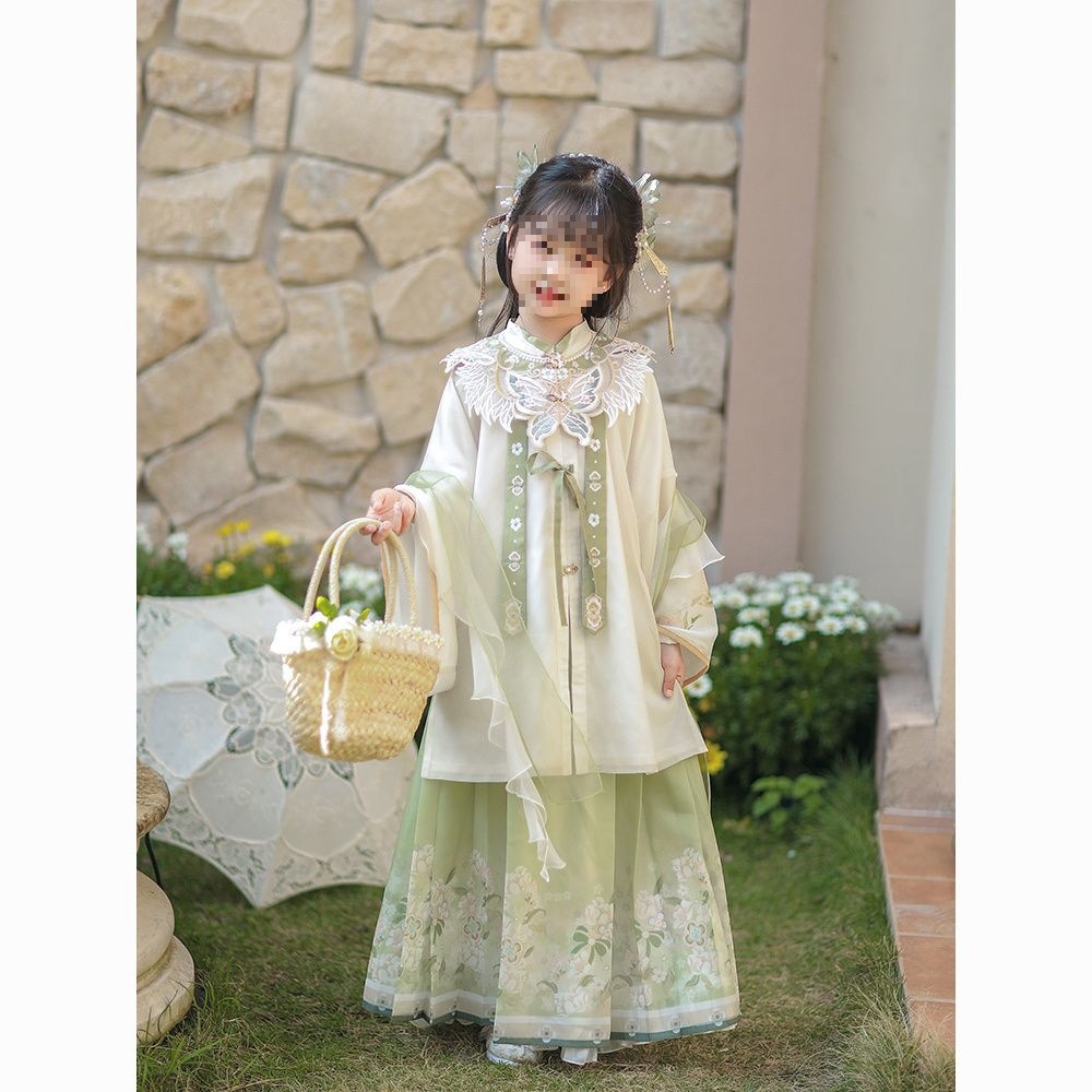 Collar, autumn children's Hanfu, set