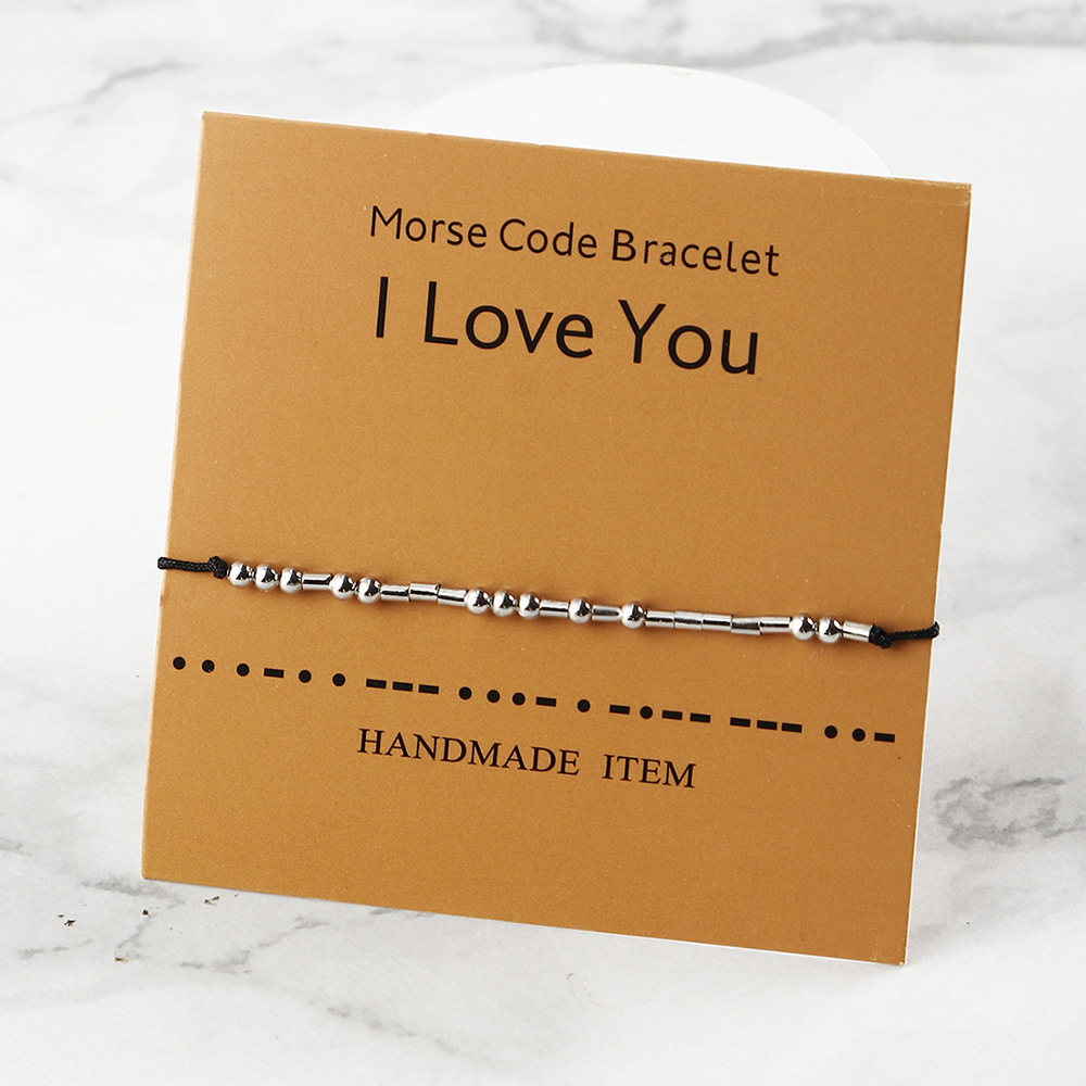 Morse Code Alphanumeric Geometric Couple Alloy Bracelet