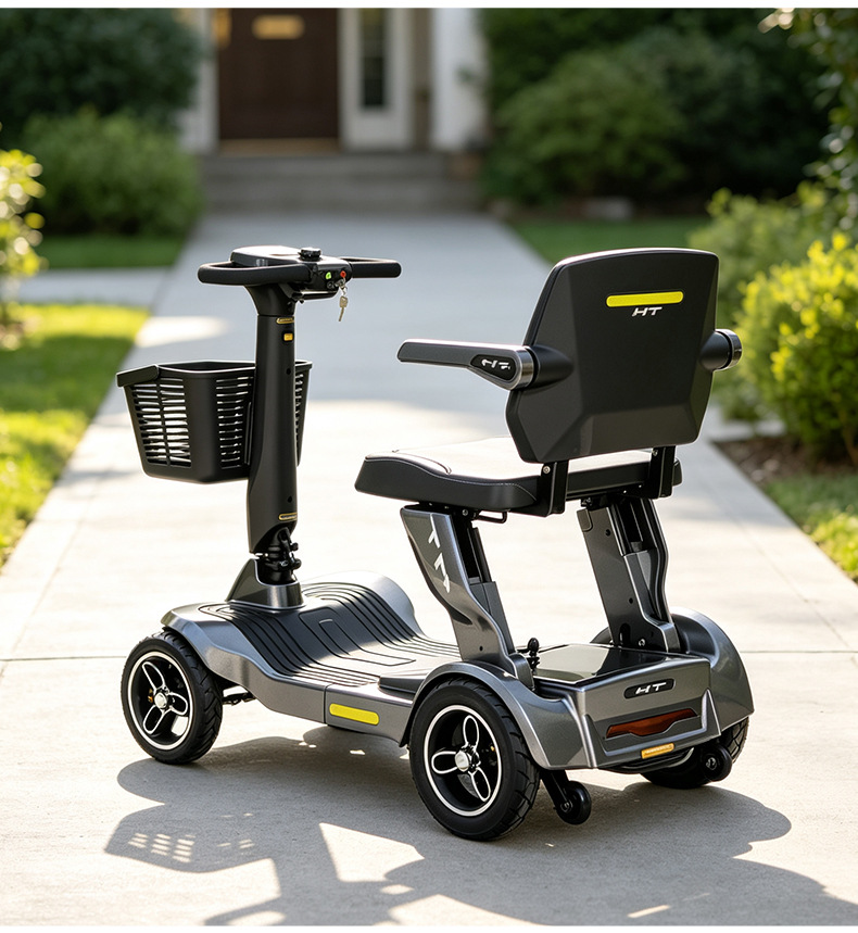 New four-wheeled electric vehicle, designed for seniors, a convenient and age-friendly small, foldable electric scooter for home use