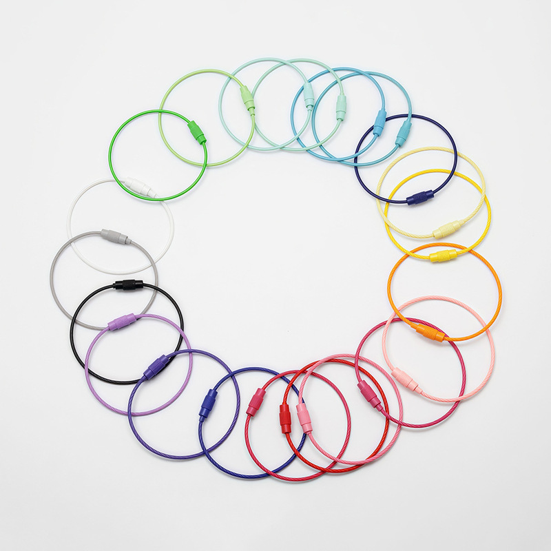 Wire ring key chain ring DIY jewelry accessories color paint wire rope candy color cartoon doll pendant Wire ring key chain ring DIY jewelry accessories color paint wire rope candy color cartoon doll pendant