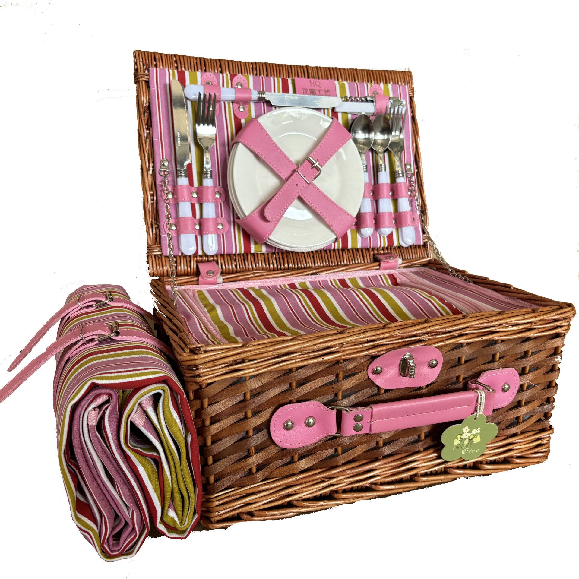 Canasta de picnic personalizada, mimbre hecho a mano con tapa, canasta de regalo, salida de primavera, canasta de almacenamiento de frutas, bolsa de aislamiento de vajilla