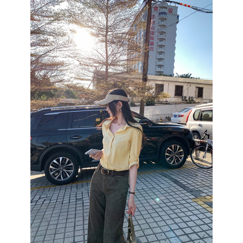 Shirt with Adjustable Collar and Cuffs, Five-Quarter Sleeve T-Shirt for Women, Early Spring 2026 New Style, Stylish Polo Shirt, Short Top