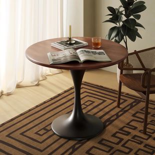 French High-end Retro Light Luxury Bedroom Living Room Round Dining Table Household Casual Nordic Small Apartment Balcony Coffee Table